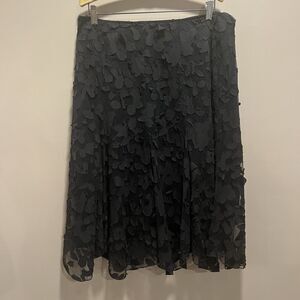 Tailor B Moss Women's Black Skirt Applique Flowers 16 Goth Witchy Dark Fairy